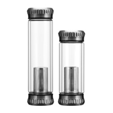 Wholesale borosilicate glass filter water bottle with tea infuser sublimation  glass water bottle with lid